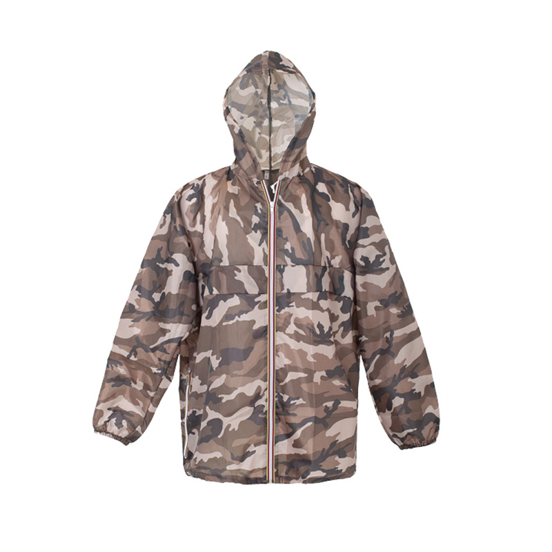 hooded camouflage men’s light trench coat